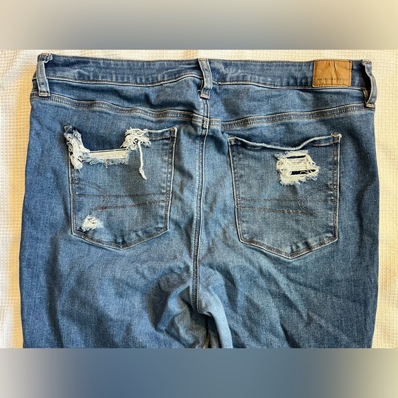 American Eagle Next Level Stretch Hi-Rise Jegging Distressed Blue Jeans 18 Short - Picture 12 of 16